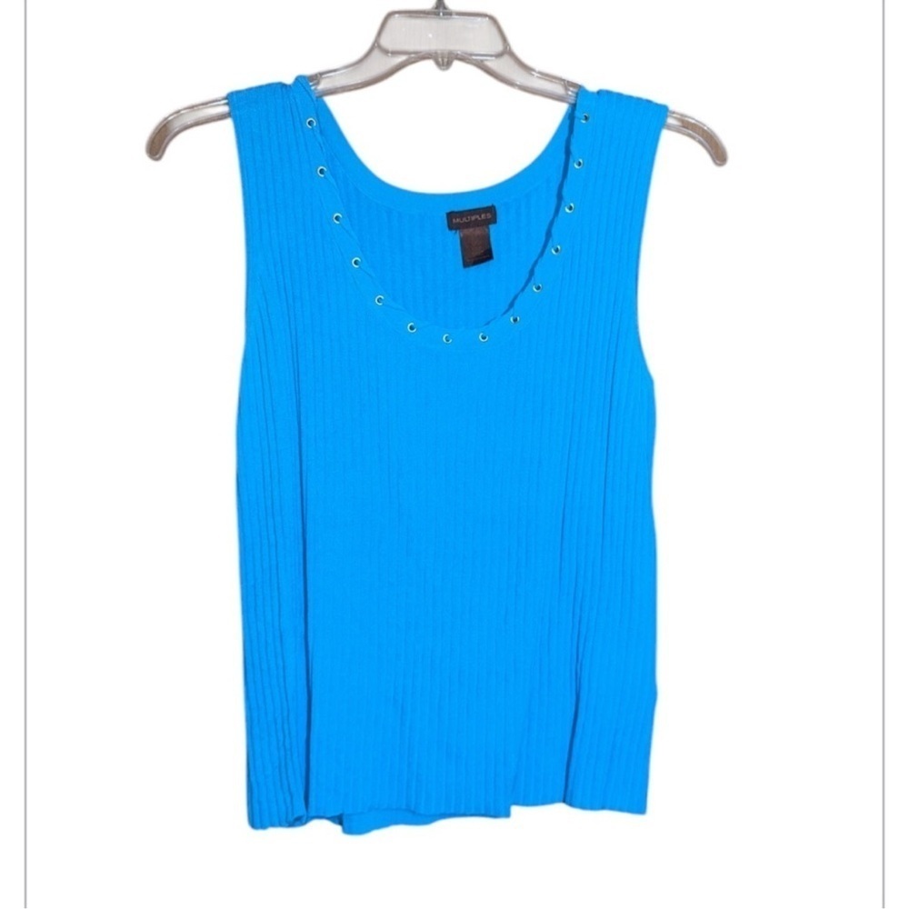 Multiples Max Studio Blue Tank Top Scoop Neck size large